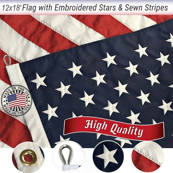 12x18 FT Embroidered Flag - AMERICAN FLAG MADE IN USA - Foto 10