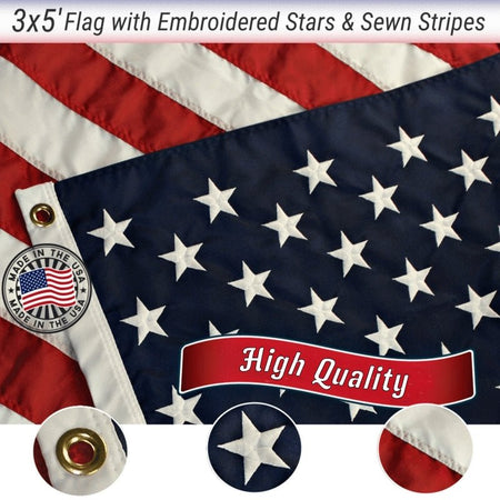 3x5 FT EMBROIDERED AMERICAN FLAG - Grace Alley