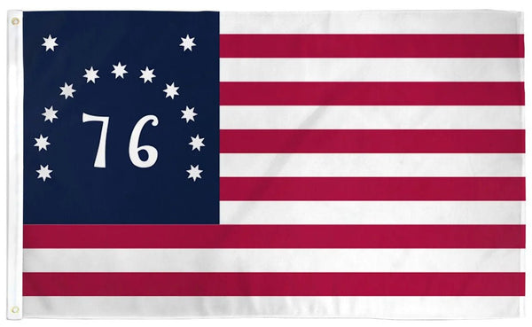 Set Bandiera Storica Americana Bennington 1776 Per Scrivania, 4x6 Pollici, Con Bastone E Base Nera, 100% Poliestere, Trade Winds - Foto 2