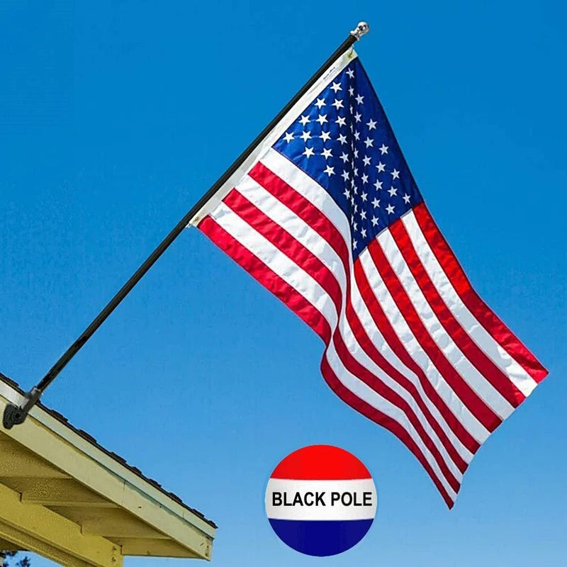 EMBROIDERED US FLAG, BRACKET & POLE KIT (BLACK)