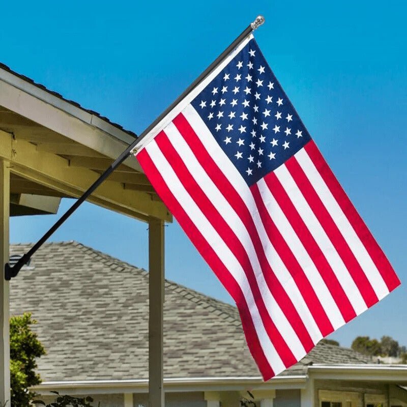 NON-EMBROIDERED US FLAG, BRACKET & POLE KIT (BLACK)