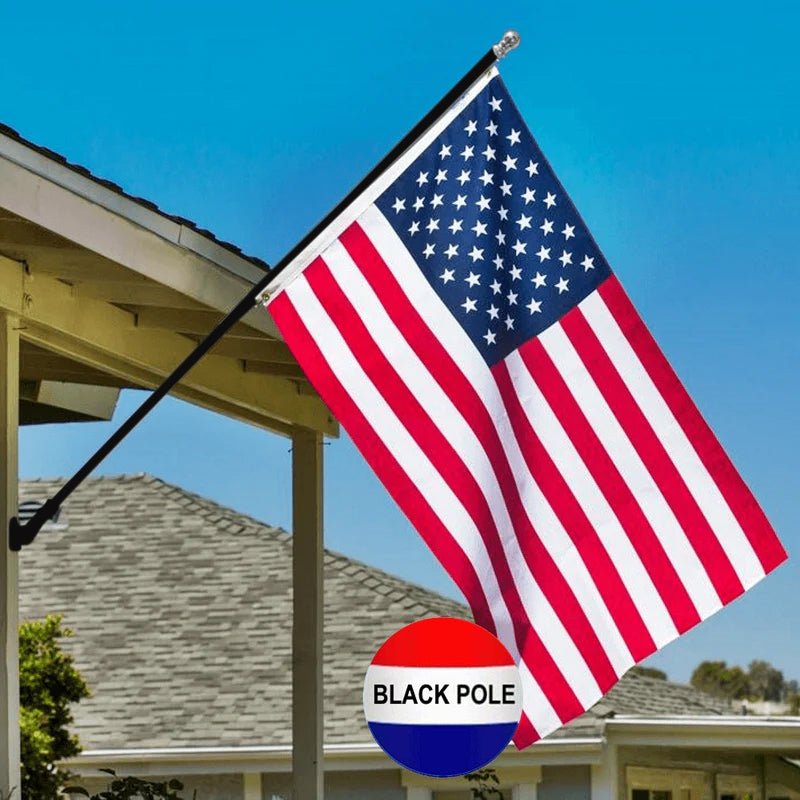 FLAG POLE KIT: BLACK Flag Pole with Bracket & American Flag