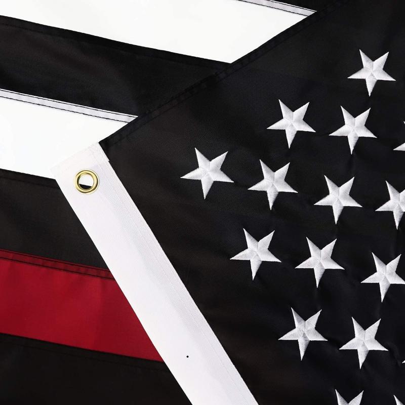 Embroidery Red Line THIN RED LINE FLAG - QUALITY EMBROIDERED STARS - 3x5 FT