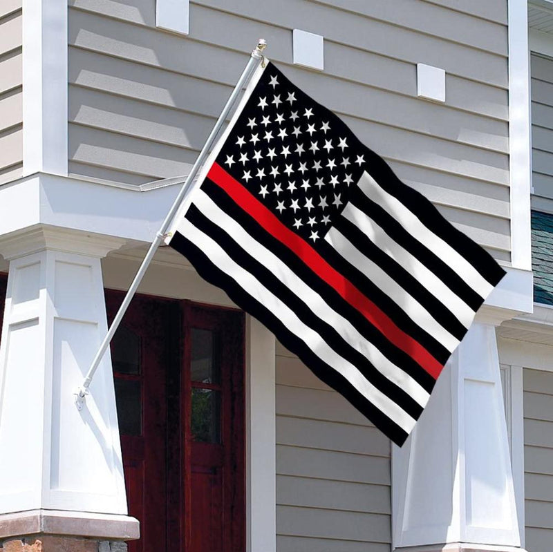 Embroidery Red Line THIN RED LINE FLAG - QUALITY EMBROIDERED STARS - 3x5 FT